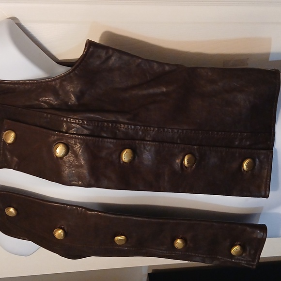 Michael Kors Dark Brown Leather Vest. Sz. Large - Picture 4 of 8